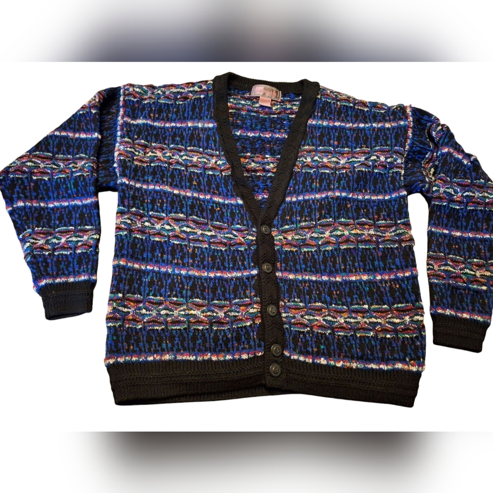 Vintage Concrete Mix Coogi Cosby 3d texture Cardigan Size Medium
